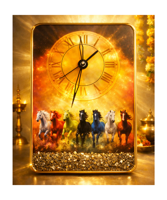 Raw Pyrite with 7 Horse & Peacock Clocks