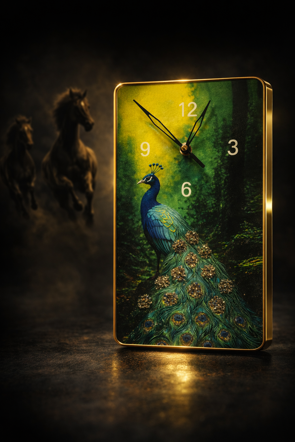Raw Pyrite with 7 Horse & Peacock Clocks