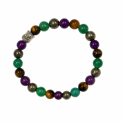Sampatti Sutra (Thread of Wealth) | Amethyst, Tiger Eye, Pyrite and Green Aventurine