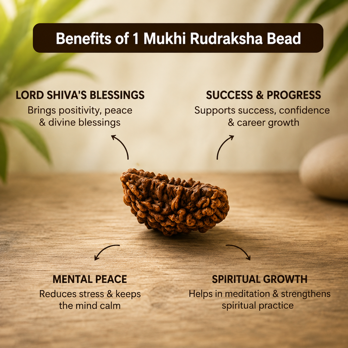 1 Mukhi Rudraksha Moon (Kaju Shape) - Indian Origin