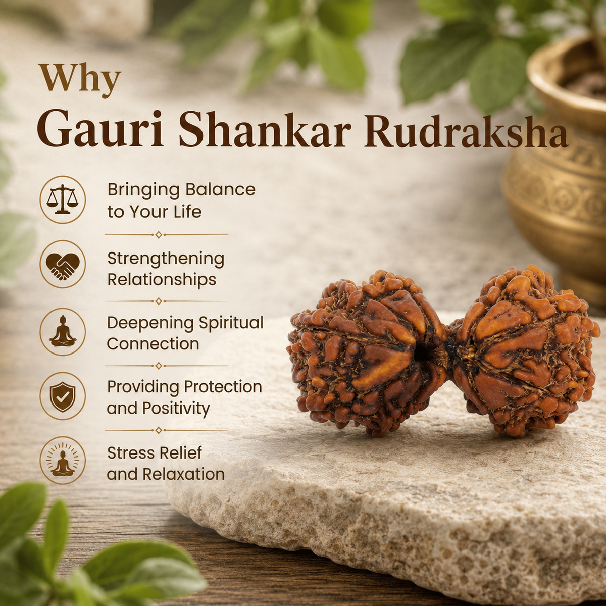 Nepal Origin Gauri Shankar Rudraksha - 17mm to 22mm