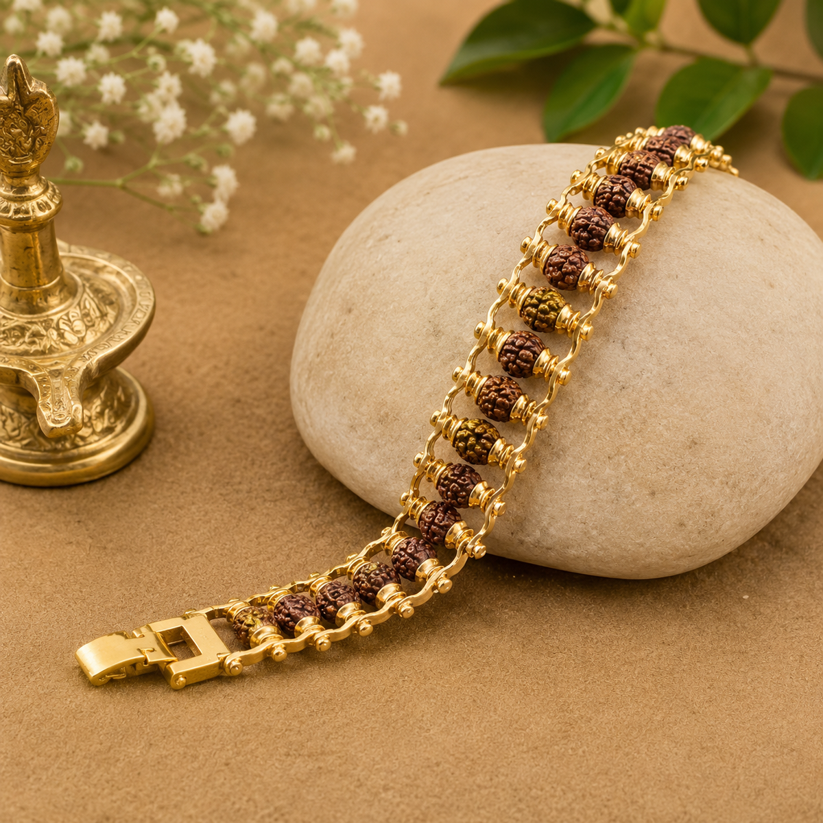 Gold Plated Rudraksha Bracelet