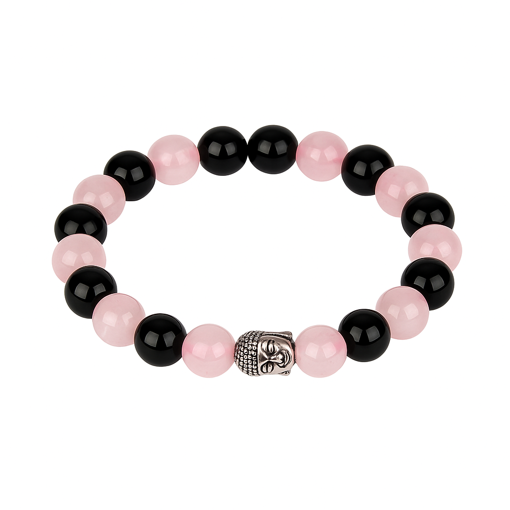 Love and Protection  Crystal Bracelet | Rose Quartz and Obsidian | Lab Certified | Promotes love and protection - Unisex, 8 mm beads Bracelet