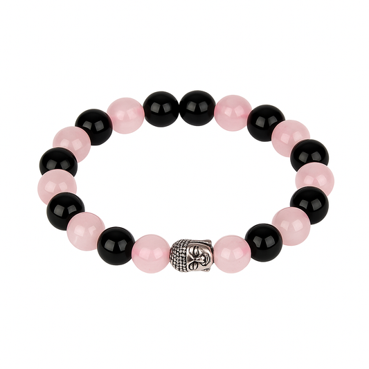 Love and Protection  Crystal Bracelet | Rose Quartz and Obsidian | Lab Certified | Promotes love and protection - Unisex, 8 mm beads Bracelet
