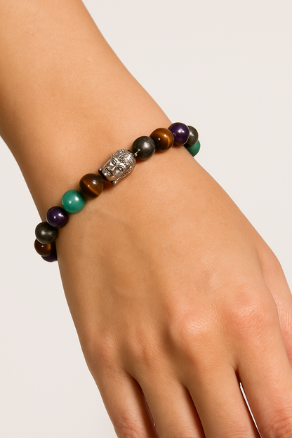 Sampatti Sutra (Thread of Wealth) | Amethyst, Tiger Eye, Pyrite and Green Aventurine