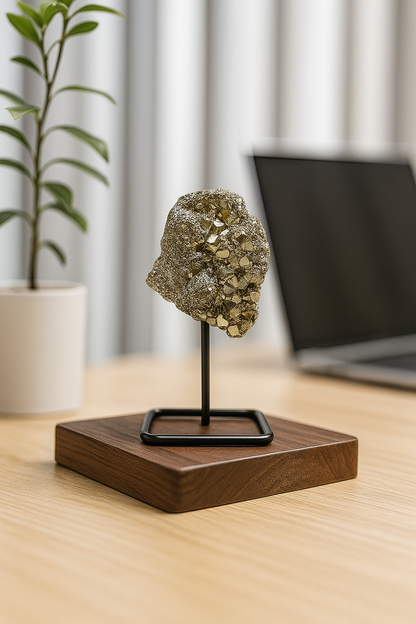 Pyrite Crystal Stand: A Symbol of Strength and Abundance | Money Magnet