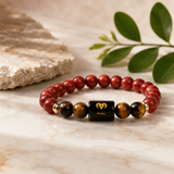 Aries Zodiac Red Jasper & Tiger Eye Bracelet (Bracelet + FREE Raw Selenite Plate ✨)