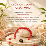 Virgo (कन्या राशि) Zodiac Carnelian & Milky Quartz Bracelet  (Bracelet + Free Raw Selenite Tray/Plate)