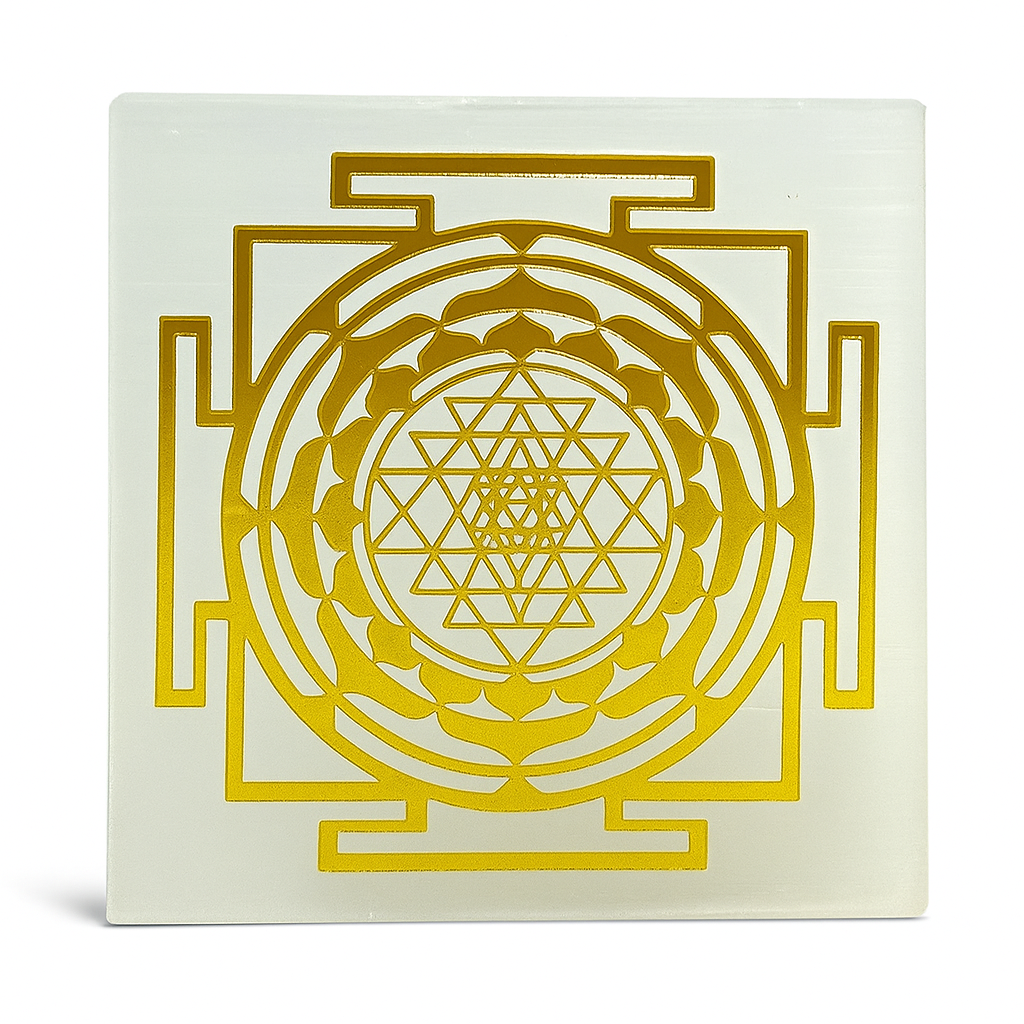 Sampurna Dhan Shakti Combo – Selenite Cleansing Tray & Energy Pyramid