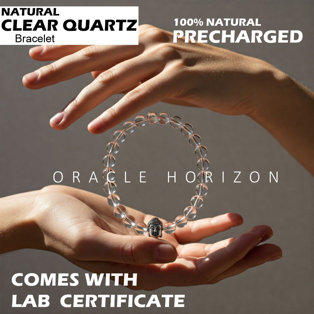 Clear Quartz  Crystal Bracelet | Lab Certified | Amplifies Energy, Enhances Clarity and focus - Unisex, 8 mm beads Bracelet