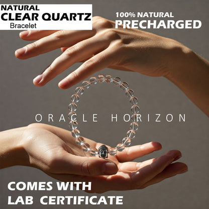Clear Quartz  Crystal Bracelet | Lab Certified | Amplifies Energy, Enhances Clarity and focus - Unisex, 8 mm beads Bracelet