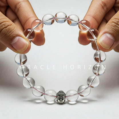Clear Quartz  Crystal Bracelet | Lab Certified | Amplifies Energy, Enhances Clarity and focus - Unisex, 8 mm beads Bracelet