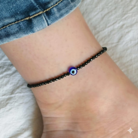Black Tourmaline Protection Anklet – Natural Energy Shield for Grounding & Positivity