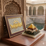 Royal Prosperity Combo – 7 Horses Pyrite Frame + Money Magnet Pyramid + Selenite Tray