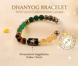 Dhan Yog Bracelet with Personalized Zodiac Charm with a FREE Raw Selenite Charging Plate