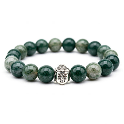 Moss Agate  Crystal Bracelet | Lab Certified | For Abundance, Emotional  and Manifestation - Unisex, 8 mm beads Bracelet
