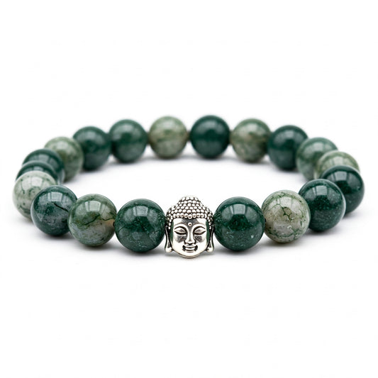 Moss Agate  Crystal Bracelet | Lab Certified | For Abundance, Emotional  and Manifestation - Unisex, 8 mm beads Bracelet