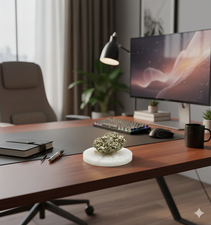 Pyrite Abundance Stone with Raw Selenite Charging Tray
