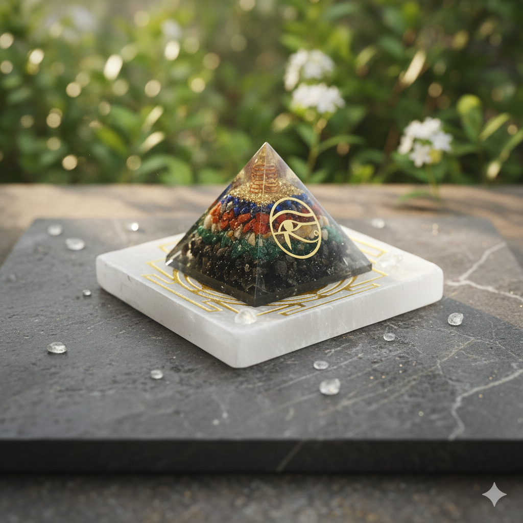Sampurna Dhan Shakti Combo – Selenite Cleansing Tray & Energy Pyramid