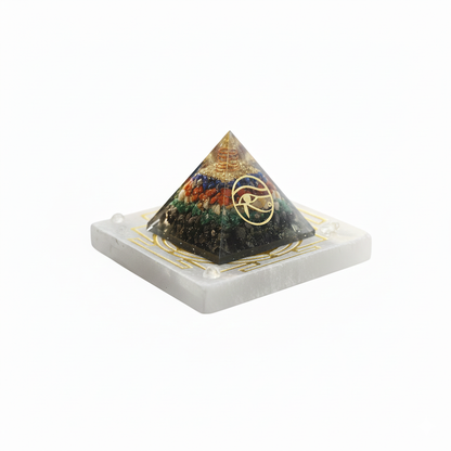 Sampurna Dhan Shakti Combo – Selenite Cleansing Tray & Energy Pyramid