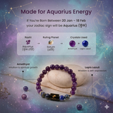 Aquarius (कुंभ राशि) Zodiac Amethyst & Lapis Lazuli Bracelet (Bracelet + Free Raw Selenite Tray ✨)