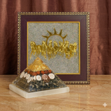 Royal Prosperity Combo – 7 Horses Pyrite Frame + Money Magnet Pyramid + Selenite Tray