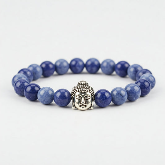Sodalite  Crystal Bracelet | Lab Certified | For mental clarity, focus, communication and balance throat chakra - Unisex, 8 mm beads Bracelet