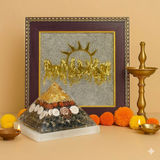 Royal Prosperity Combo – 7 Horses Pyrite Frame + Money Magnet Pyramid + Selenite Tray