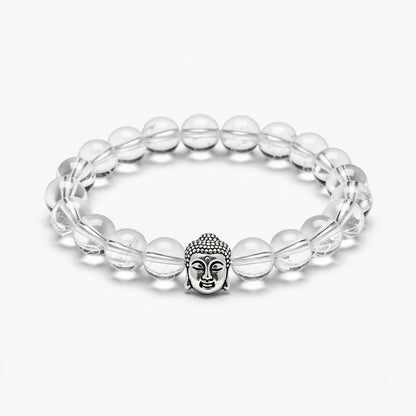 Clear Quartz  Crystal Bracelet | Lab Certified | Amplifies Energy, Enhances Clarity and focus - Unisex, 8 mm beads Bracelet