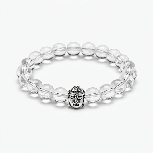 Clear Quartz  Crystal Bracelet | Lab Certified | Amplifies Energy, Enhances Clarity and focus - Unisex, 8 mm beads Bracelet