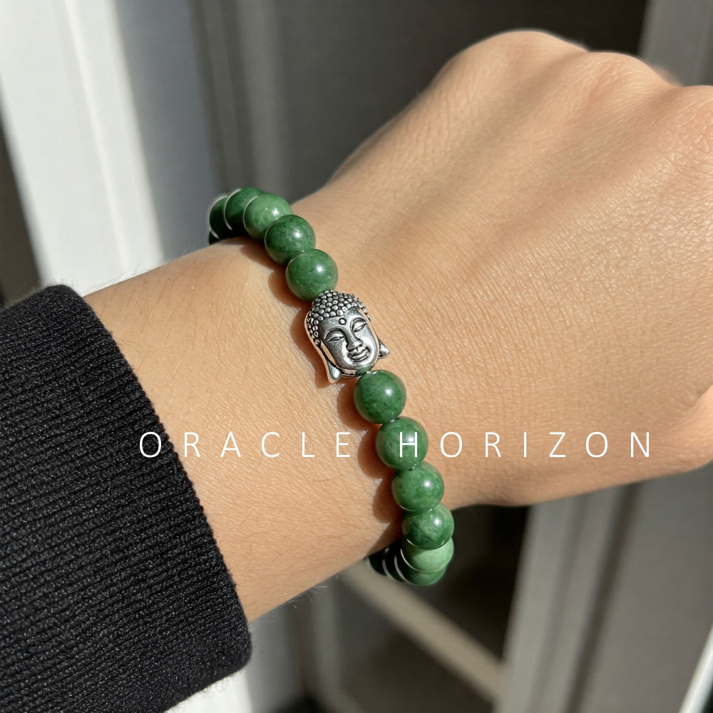 Green Jade  Crystal Bracelet | Lab Certified | For Abundance and Prosperity and Heart Chakra  - Unisex, 8 mm beads Bracelet