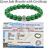Green Jade  Crystal Bracelet | Lab Certified | For Abundance and Prosperity and Heart Chakra  - Unisex, 8 mm beads Bracelet