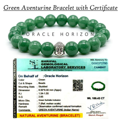 Green Aventurine  Crystal Bracelet | Lab Certified | For Abundance and Prosperity and Heart Chakra Healing - Unisex, 8 mm beads Bracelet