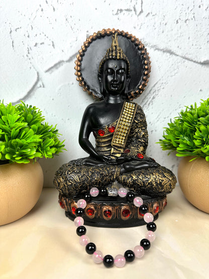 Love and Protection  Crystal Bracelet | Rose Quartz and Obsidian | Lab Certified | Promotes love and protection - Unisex, 8 mm beads Bracelet