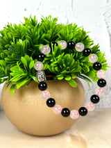 Love and Protection  Crystal Bracelet | Rose Quartz and Obsidian | Lab Certified | Promotes love and protection - Unisex, 8 mm beads Bracelet