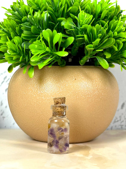 Crystal Chip Jar | Clear Quartz, Citrine , Amethyst | Promotes Abundance, prosperity and financial Sucesss - Unisex, 8 mm beads Bracelet