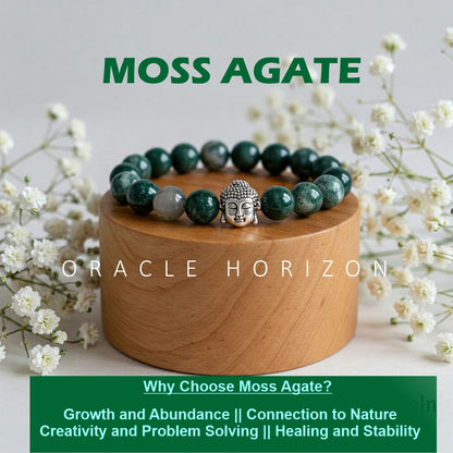 Moss Agate  Crystal Bracelet | Lab Certified | For Abundance, Emotional  and Manifestation - Unisex, 8 mm beads Bracelet