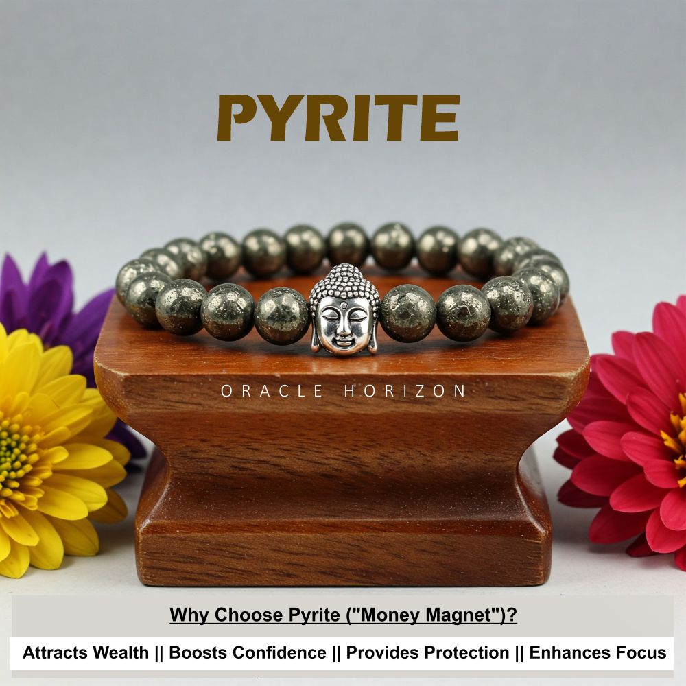 Pyrite  Crystal Bracelet | Lab Certified | For Financial Gains, Abundance and Prosperity | Money Mangnet - Unisex, 8 mm beads Bracelet