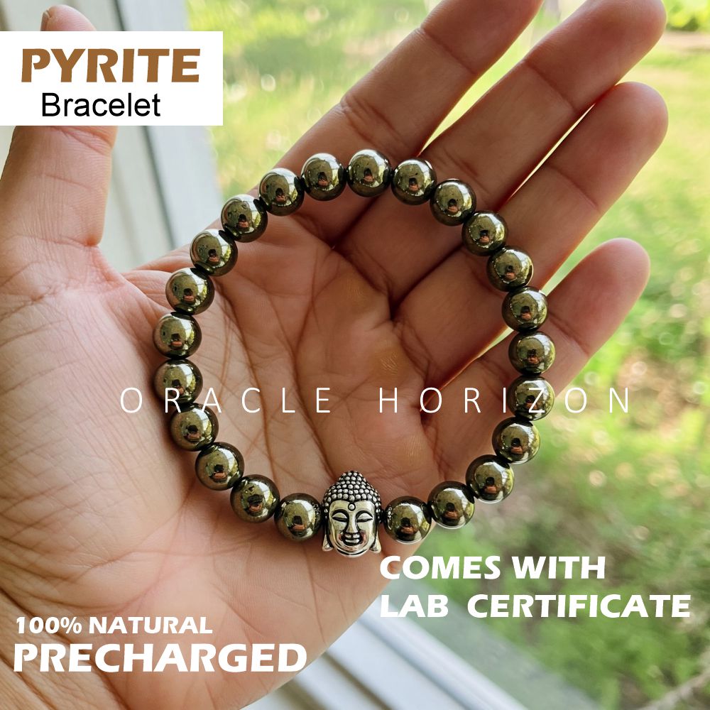 Pyrite  Crystal Bracelet | Lab Certified | For Financial Gains, Abundance and Prosperity | Money Mangnet - Unisex, 8 mm beads Bracelet