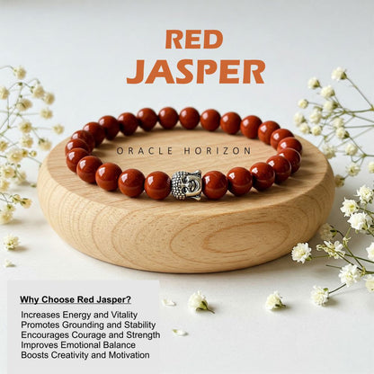 Red Jasper Healing Crystal Bracelet | Lab Certified | For Grounding, stability, vitality and energy | For Body Builders - Unisex, 8 mm beads Bracelet