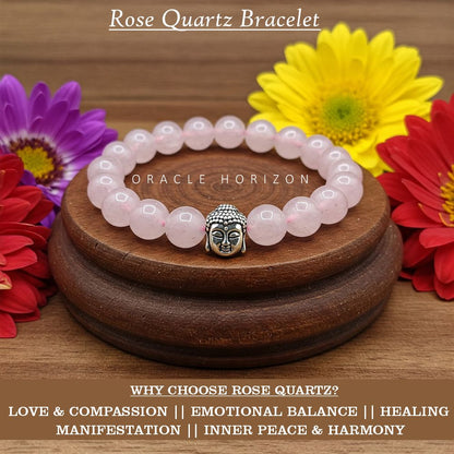 Rose Quartz  Crystal Bracelet | Lab Certified | For love, harmony, self love and emotional balance - Unisex, 8 mm beads Bracelet