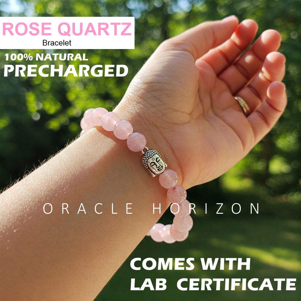Rose Quartz  Crystal Bracelet | Lab Certified | For love, harmony, self love and emotional balance - Unisex, 8 mm beads Bracelet