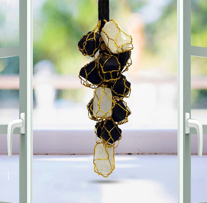 Selenite &  Black Tourmaline Hanging | A Powerful Duo for Protection, Purification, and Balance