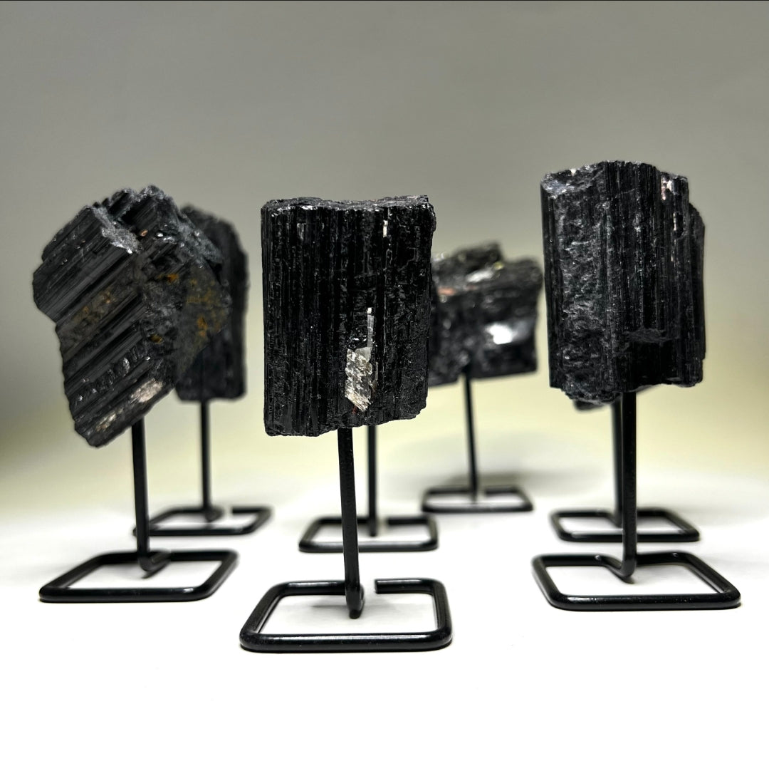 Black Tourmaline Crystal Stand | Protect Against Negativity | Grounding and Stability