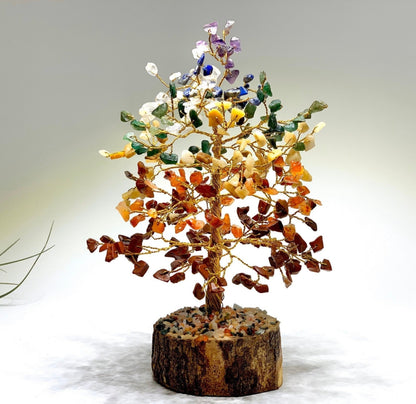 7 Chakra Crystal Tree Wooden Base- A Beautiful Tool for Energy Alignment and