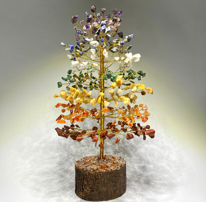 7 Chakra Crystal Tree Wooden Base- A Beautiful Tool for Energy Alignment and