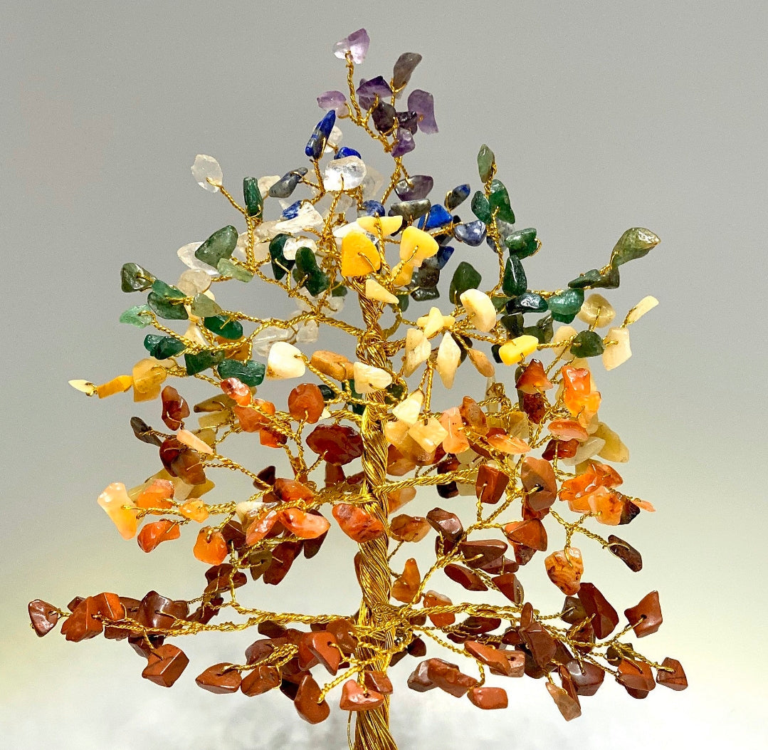 7 Chakra Crystal Tree Wooden Base- A Beautiful Tool for Energy Alignment and