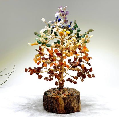 7 Chakra Crystal Tree Wooden Base- A Beautiful Tool for Energy Alignment and