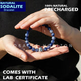 Sodalite  Crystal Bracelet | Lab Certified | For mental clarity, focus, communication and balance throat chakra - Unisex, 8 mm beads Bracelet