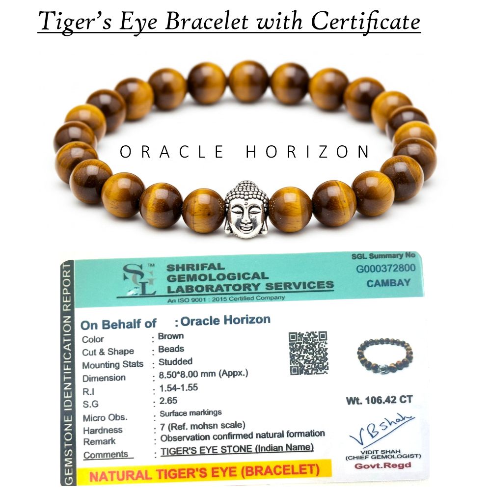 Tiger Eye  Crystal Bracelet | Lab Certified | For focus, clarity, confidence and courage - Unisex, 8 mm beads Bracelet